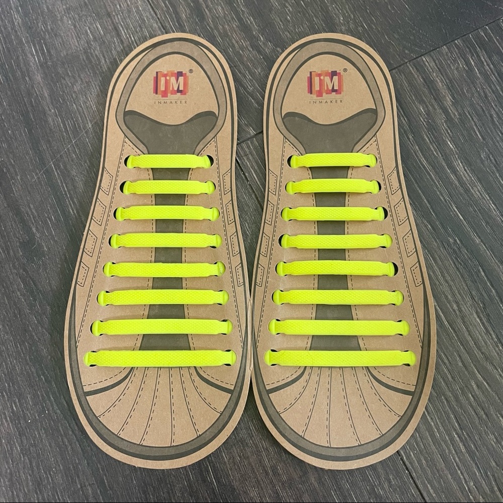 Waterproof Silicone No-Tie Shoelaces Bright Yellow Adult Size